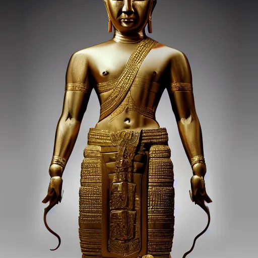 Image similar to sculpture of king ramkhamhaeng, king of sukothai, made by michelangelo, art station, concept art