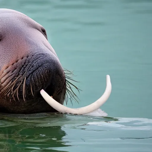 Prompt: a walrus with big tusks