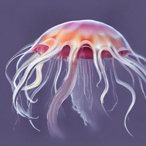 Image similar to a wolf-jellyfish-squid, digital painting, but as a wildlife photography