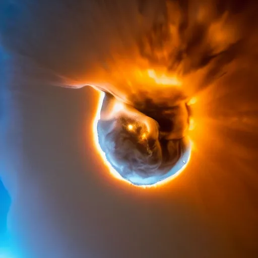 Image similar to a mushroom cloud from a nuclear explosion on earth as seen from space. the cloud is merging into the shape of a peace sign, photography, high quality, 8 k,