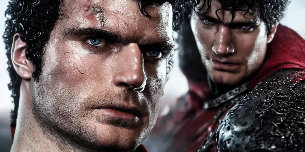 Prompt: a highly detailed photographic render of Henry Cavill as guts from berserk, Berserk Live action, horror, dark fantasy, beautifully lit, ray traced, octane 3D render, octane render, unreal engine