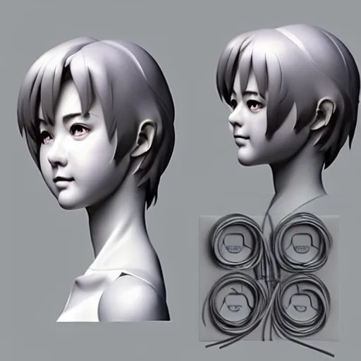 Image similar to prompt : hyperrealist photorealistic zbrush 3 d render of 1 9 9 0 anime character soft light portrait, robot accessories parts and broken cables, 3 5 mm, otaku gangasta, inspired by fables, realistic face, smooth face feature, intricate oil painting, high detail, sharp high detail, manga and anime 2 0 0 0
