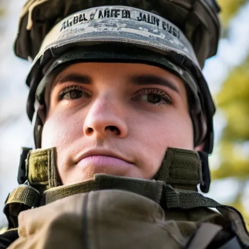 Image similar to Closeup of Fox dressed in a modern American soldier uniform, 85mm f/1.4