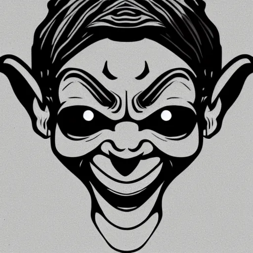 Image similar to a goblin face illustration, cartoon, vector art