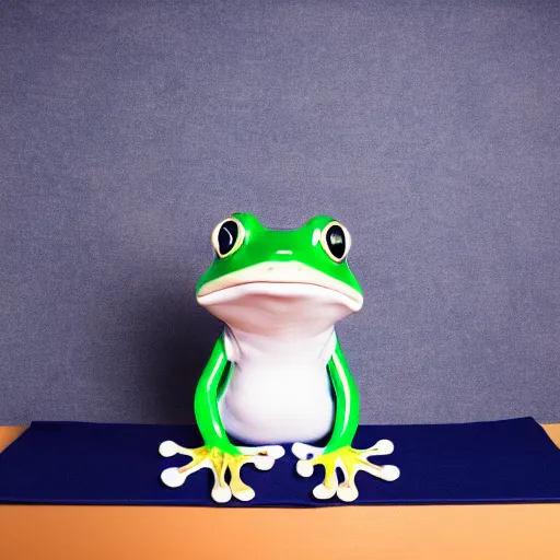 Image similar to frog wearing a sailor suit, studio photography,