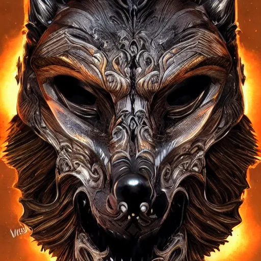 Image similar to Very very very very highly detailed epic photo of face with werewolf venetian mask, intricate, dystopian, sci-fi, extremely detailed, digital painting, artstation, concept art, smooth, sharp focus, illustration, intimidating lighting, incredible art by Artgerm and Vincent di Fate