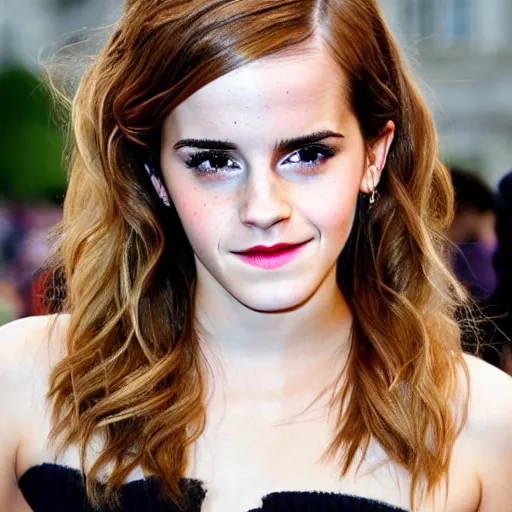 Image similar to emma watson a melanchonic photo of a beautiful young woman with cotton candy hair. with a little bit of gold and white