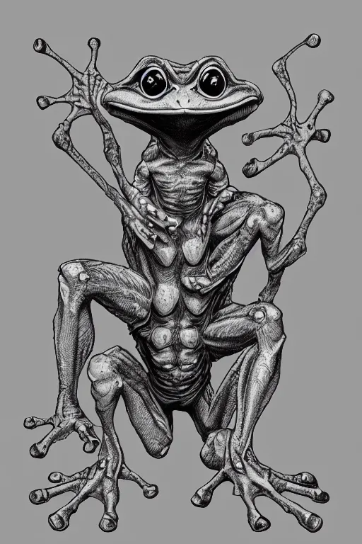 Image similar to frog goblin, symmetrical, goblin, highly detailed, digital art, sharp focus, trending on art station, kentaro miura manga art style