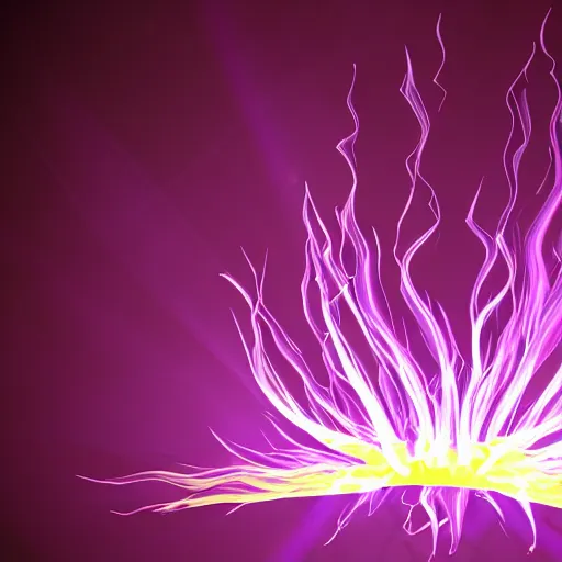 Prompt: of a pyro simulation of a purple magic flames