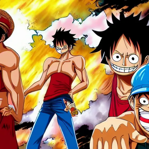 Image similar to Lebron James cosplay as Monkey D Luffy, one piece anime, detailed digital art, colourful masterpiece beautiful beautiful beautiful