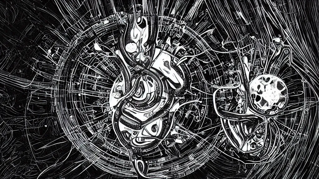 Prompt: beautiful microscopic photo of an alien as seen through an electron microscope, virus tv logo, dark, sinister, detailed, high contrast, art by alphonse mucha