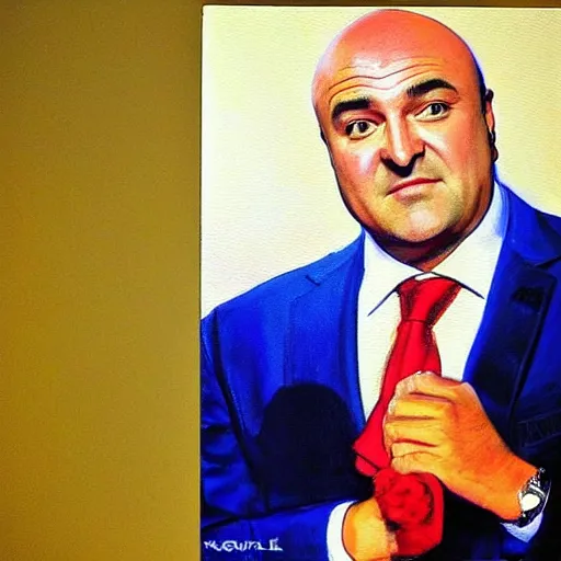 Prompt: kevin o'leary draw in kevin o'leary painting, painted by kevin o'leary in his room