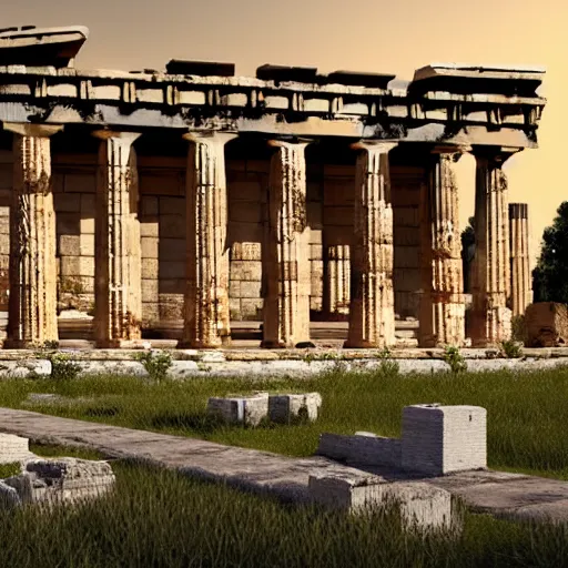 Image similar to the Ancient Greek agora if it was made in 2050 with social spaces and people building various projects, concept art, 4k