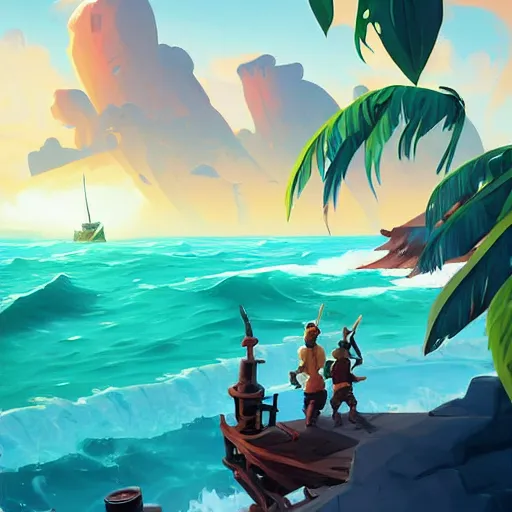 Image similar to painting treasure on sea of thieves game smooth median photoshop filter cutout vector, behance hd by jesper ejsing, by rhads, makoto shinkai and lois van baarle, ilya kuvshinov, rossdraws global illumination