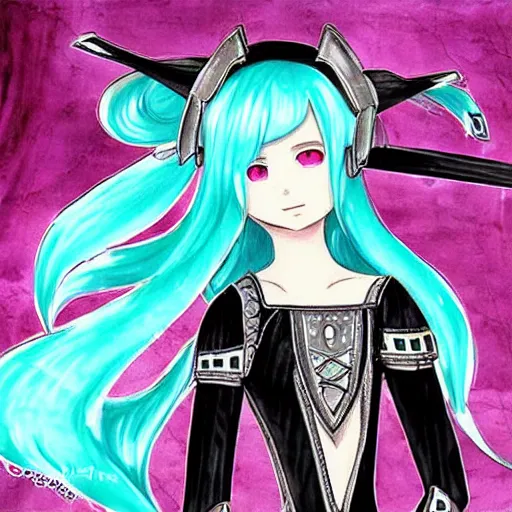 Image similar to Hatsune miku medieval painting