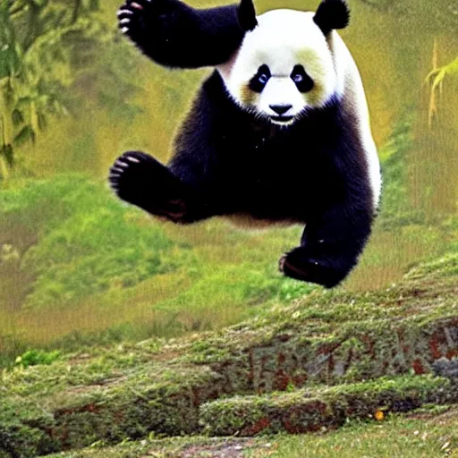 Image similar to a jumping panda by bill watterson