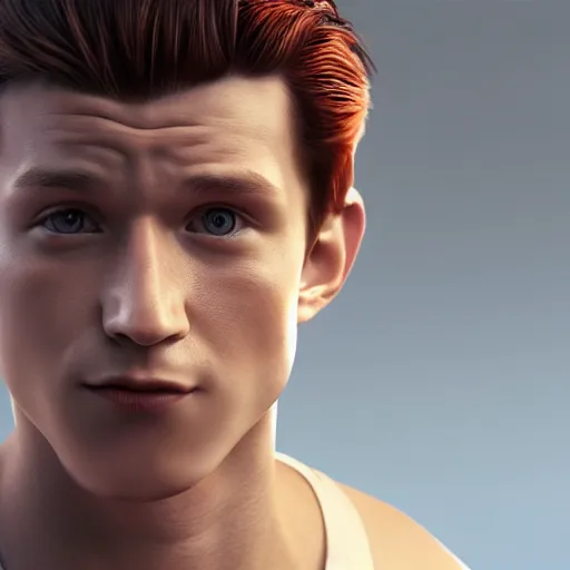 Image similar to “portrait of tom holland as mr incredible, photorealistic, hd, octane render”