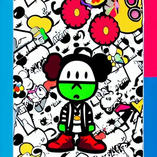 Image similar to streetwear fashion influencer character illustration by kaws by takashi murakami