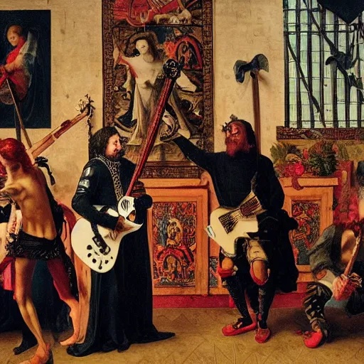 Image similar to punk rock show in a renaissance style