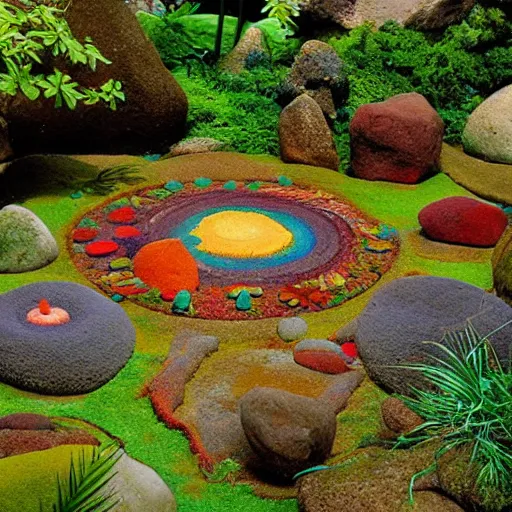 Prompt: psychedelic Buddhist zen garden