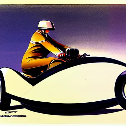 Image similar to concept art of a car with a sidecar, painted by syd mead, high quality