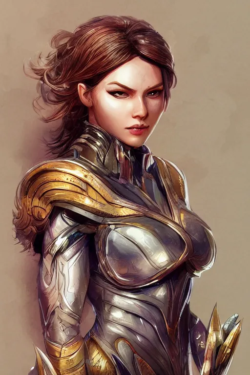 Image similar to three quarters portrait pose of a beautiful woman,super heroine costume,super powers, fantasy, intricate, elegant, highly detailed, digital painting, artstation, concept art,shining, sharp focus, illustration, art by Stanley Lau