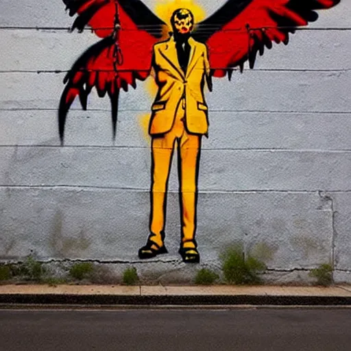 Image similar to Phoenix, street art by bansky