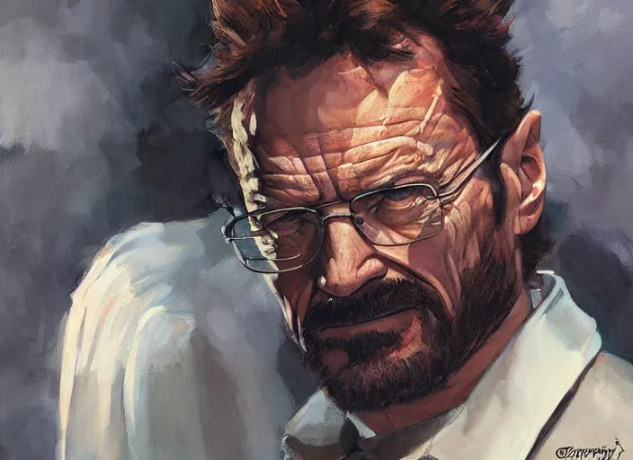 Image similar to a highly detailed beautiful portrait of walter white as wolverine, by gregory manchess, james gurney, james jean