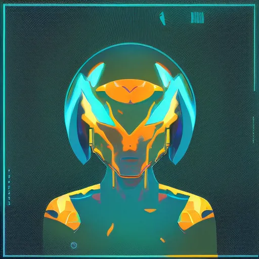 Prompt: Album Art for Char Zulu, \'Digital Halo\', 3d shapes, Vector art, by Sachin Teng, Trending on artstation