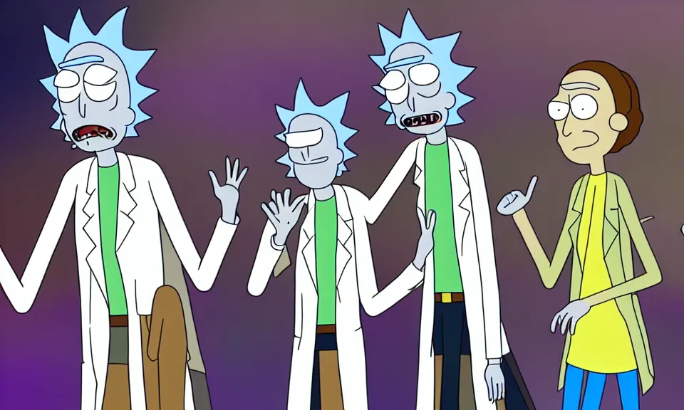 Prompt: Rick and Morty as real persons, medium shot, highly detailed, studio lighting, realistic