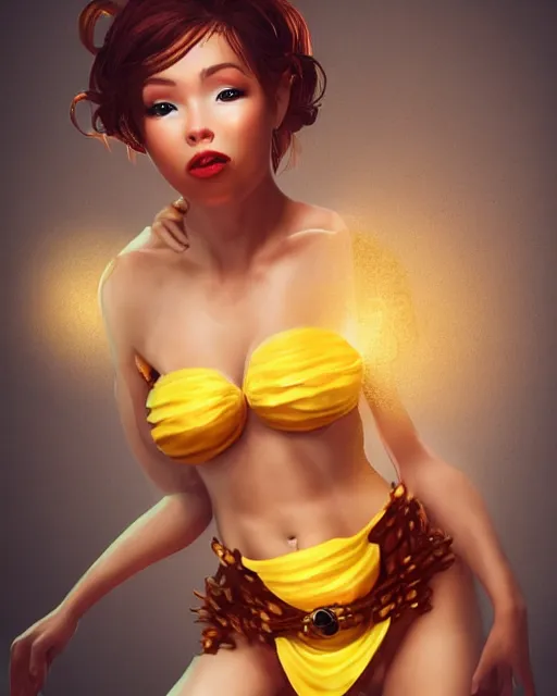 Image similar to beautiful monkey as honey, made of honey, wearing honey - themed miniskirt, award winning creature portrait photography, extremely detailed, artstation, 8 k, sensual lighting, incredible art, wlop, artgerm, backlit, rim lighting, hi - fructose