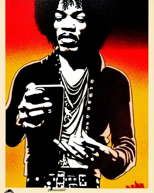 grunge rock jimi hendrix taking a selfie with his | Stable Diffusion ...