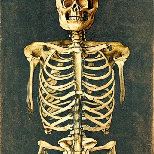 Image similar to human skeleton as painted by Leonardo DaVinci