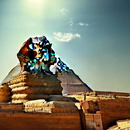 Image similar to a beautiful intricate epic scene the sphinx of giza, cinematic lighting