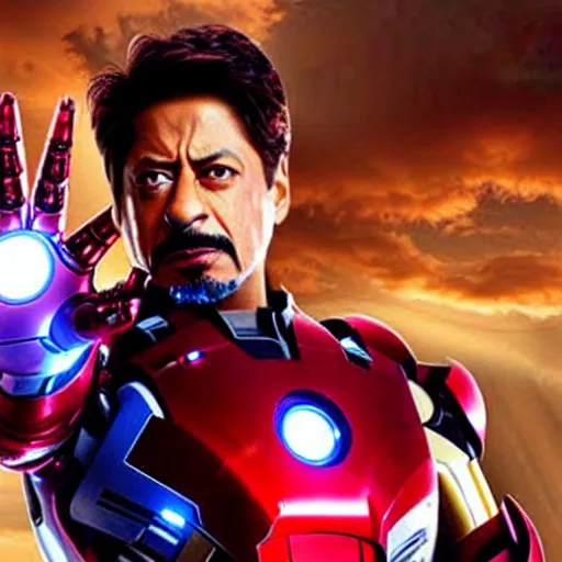 Image similar to film still of shah rukh khan as tony stark in iron man