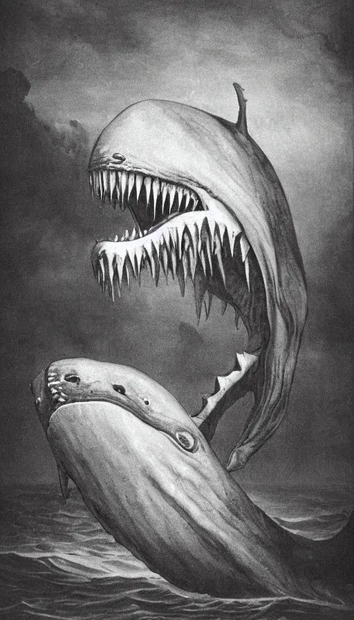 Image similar to a pentax photograph of a monstrous horror whale, sharp teeth, giant mouth, dark fantasy horror art