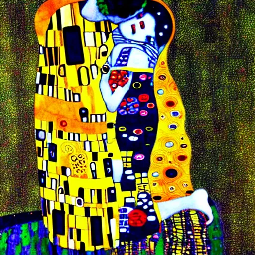 Image similar to cute robot by gustav klimt