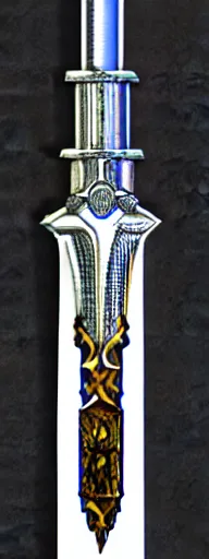 Image similar to fantasy sword rendered in top view.