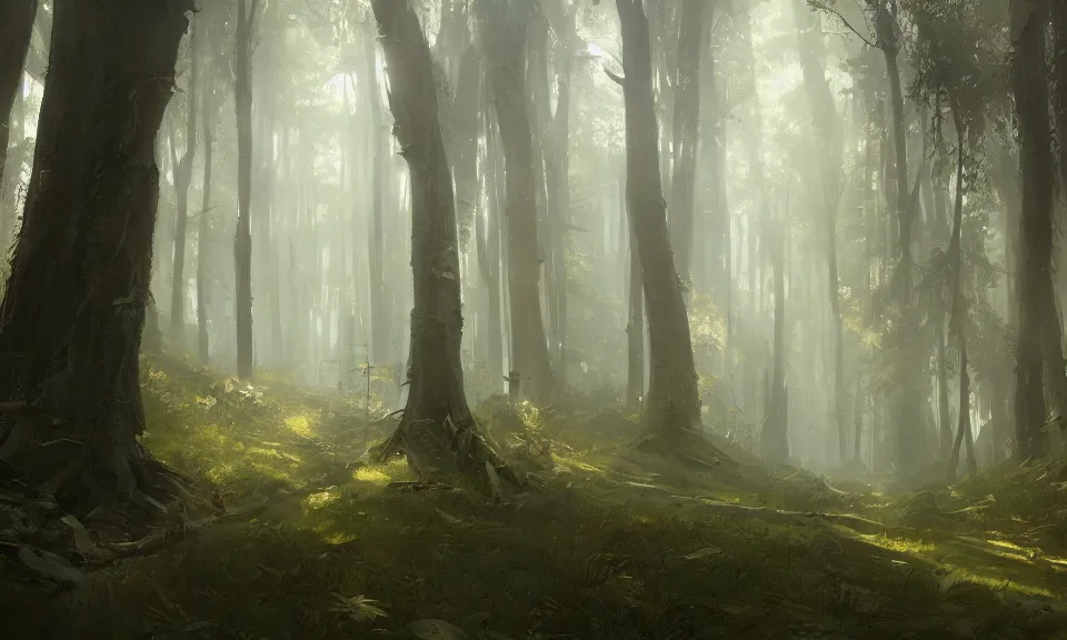 Image similar to Forest, Greg Rutkowski, ArtStation, CGSociety, Unreal Engine