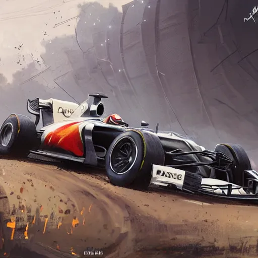 Prompt: formula one geog darrow greg rutkowski