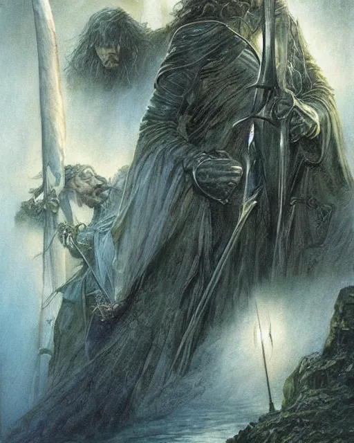 Image similar to the cover art by john howe for the 3 6 th edition of lord of the rings