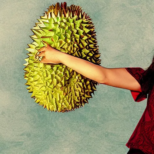 Prompt: singer with durian as a face