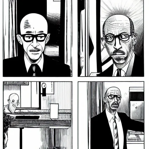 Image similar to Mike Ehrmantraut and Gus Fring in Junji Ito manga