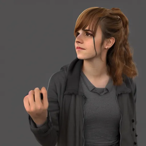 Prompt: emma watson as hermione granger transforming into a black cat, 3 d render