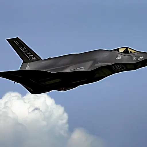 Prompt: The F-35 in the style of the Space Shuttle, black belly, white cloth top