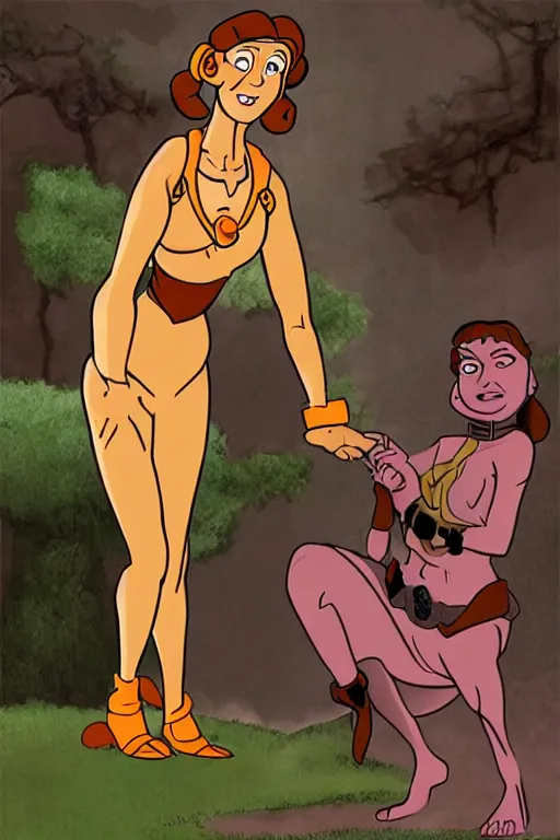 Image similar to scooby doo dressed as slave princess leia