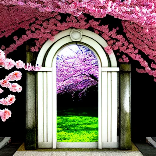 Prompt: doorway to eternal sakura ocean