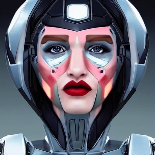 Image similar to symmetry!! a female transformer with full lips, stoic eyes!! very symmetrical face, cybernetic and highly detailed, by steven zavala, by matt tkocz, by shane baxley, transformers cinematic universe, pinterest, deviantart, artstation _ h 7 5 0