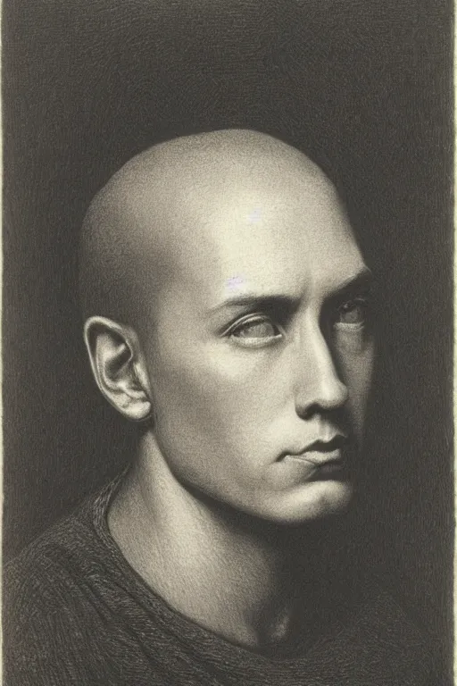 Image similar to portrait of eminem, Gustave Dore lithography