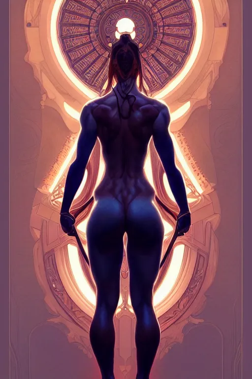 Image similar to symmetry!! intense fanart of 3 / 4 back pose of alizee as acotar protagonist, intricate, elegant, highly detailed, my rendition, digital painting, artstation, concept art, smooth, sharp focus, illustration, art by artgerm and greg rutkowski and alphonse mucha